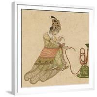 Femme assise auprès du narghilé-null-Framed Giclee Print