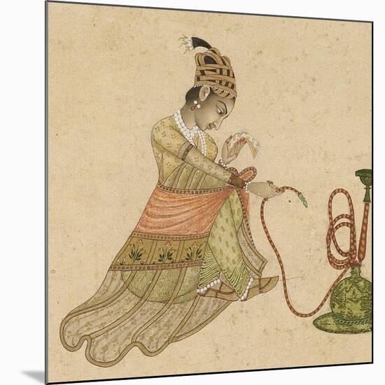 Femme assise auprès du narghilé-null-Mounted Giclee Print