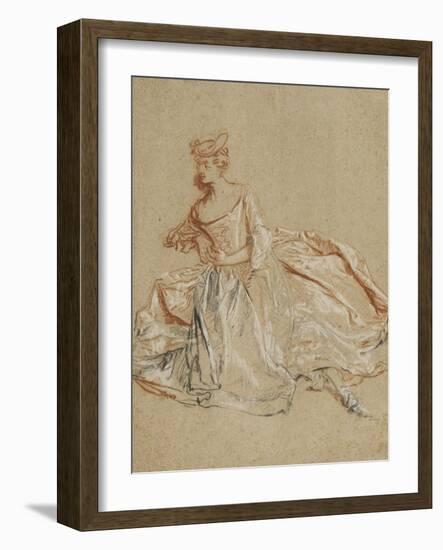 Femme assise en élégant costume-Nicolas Lancret-Framed Giclee Print