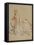 Femme assise en élégant costume-Nicolas Lancret-Framed Stretched Canvas
