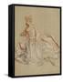 Femme assise en élégant costume-Nicolas Lancret-Framed Stretched Canvas