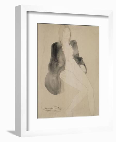 Femme assise nue sous une veste-Auguste Rodin-Framed Giclee Print