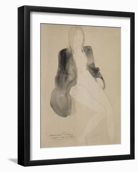 Femme assise nue sous une veste-Auguste Rodin-Framed Giclee Print