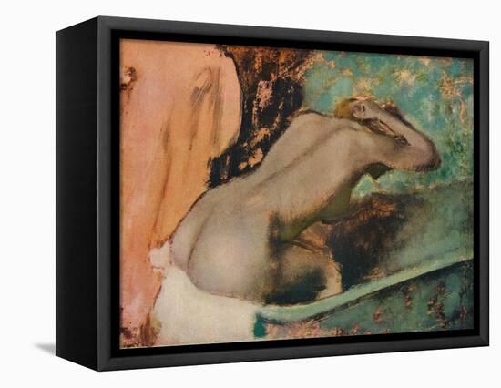 Femme assise sur le bord d'une baignoire et s'epongeant le cou, c1880, (1936)-Edgar Degas-Framed Stretched Canvas