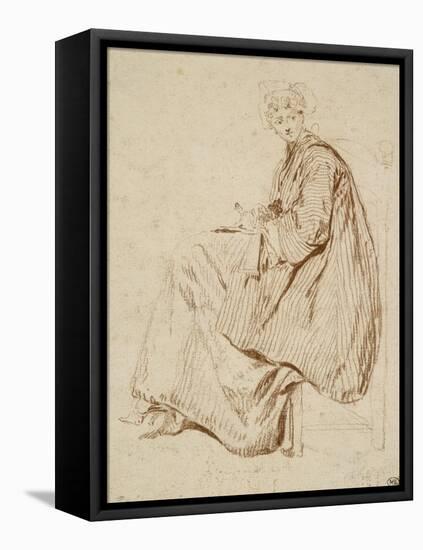 Femme assise tournée vers la gauche-Nicolas Lancret-Framed Stretched Canvas