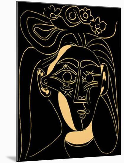 Femme au Chapeau Fleuri-Pablo Picasso-Mounted Serigraph