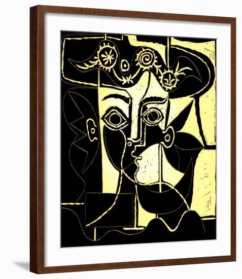 Femme au Chapeau Orne, c.1962-Pablo Picasso-Framed Serigraph