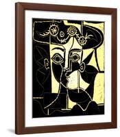 Femme au Chapeau Orne, c.1962-Pablo Picasso-Framed Serigraph