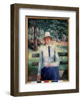 Femme Au Chomage. (Unemployed Girl). Assise Sur Un Banc Dans Un Parc Public, a L'ombre Des Pins En-Kazimir Severinovich Malevich-Framed Giclee Print