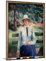 Femme Au Chomage. (Unemployed Girl). Assise Sur Un Banc Dans Un Parc Public, a L'ombre Des Pins En-Kazimir Severinovich Malevich-Mounted Giclee Print