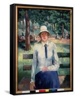 Femme Au Chomage. (Unemployed Girl). Assise Sur Un Banc Dans Un Parc Public, a L'ombre Des Pins En-Kazimir Severinovich Malevich-Framed Stretched Canvas