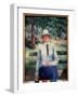 Femme Au Chomage. (Unemployed Girl). Assise Sur Un Banc Dans Un Parc Public, a L'ombre Des Pins En-Kazimir Severinovich Malevich-Framed Giclee Print