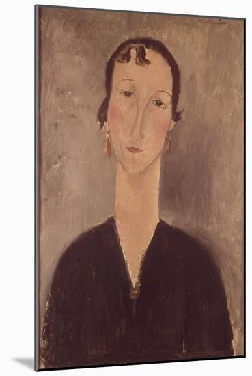 Femme aux boucles d'oreilles-Amedeo Modigliani-Mounted Giclee Print