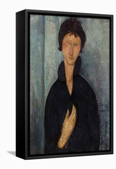Femme aux yeux bleus-Amedeo Modigliani-Framed Stretched Canvas