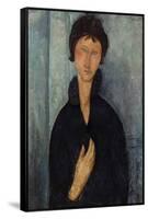 Femme aux yeux bleus-Amedeo Modigliani-Framed Stretched Canvas