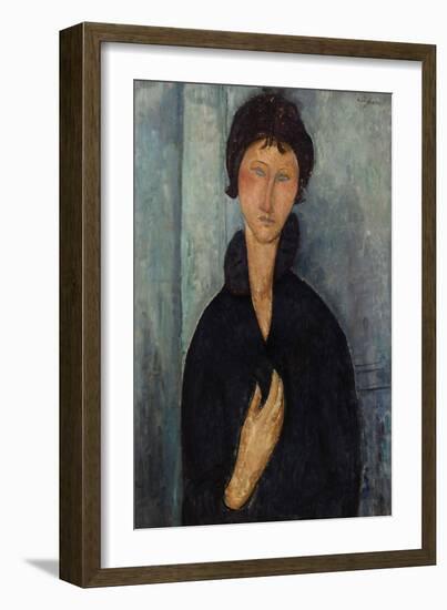 Femme aux yeux bleus-Amedeo Modigliani-Framed Giclee Print