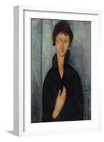 Femme aux yeux bleus-Amedeo Modigliani-Framed Giclee Print
