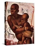 Femme Banda Avec Son Enfant, from Dessins Et Peintures D'afrique, Executes Au Cours De L'expedition-Alexander Yakovlev-Stretched Canvas