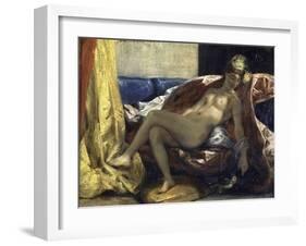 Femme Caressant Un Perroquet-Eugene Delacroix-Framed Giclee Print