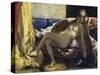 Femme Caressant Un Perroquet-Eugene Delacroix-Stretched Canvas