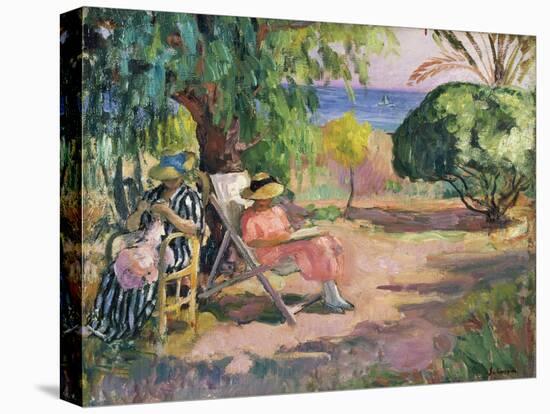 Femme cousant (Woman Sewing)-Henri Lebasque-Stretched Canvas