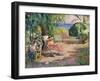 Femme cousant (Woman Sewing)-Henri Lebasque-Framed Premium Giclee Print