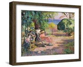 Femme cousant (Woman Sewing)-Henri Lebasque-Framed Giclee Print