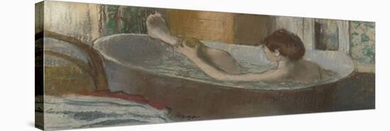 Femme dans son bain s'épongeant la jambe-Edgar Degas-Stretched Canvas