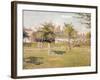 Femme dans un clos, soleil de printemps dans le pré à Eragny-Camille Pissarro-Framed Giclee Print