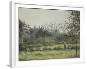 Femme dans un verger, matinée d'automne, jardin d'Eragny-Camille Pissarro-Framed Giclee Print