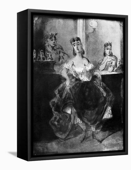 Femme Dansant Devant Un Comptoir, 19th Century-Constantin Guys-Framed Stretched Canvas