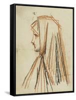Femme de profil, au voile rouge, étude pour Fabiola-Jean Jacques Henner-Framed Stretched Canvas
