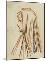 Femme de profil, au voile rouge, étude pour Fabiola-Jean Jacques Henner-Mounted Giclee Print