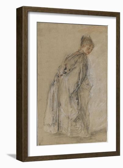 Femme debout de dos se retournant-Jean Antoine Watteau-Framed Giclee Print