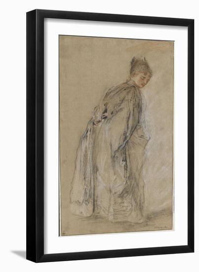 Femme debout de dos se retournant-Jean Antoine Watteau-Framed Giclee Print