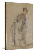 Femme debout de dos se retournant-Jean Antoine Watteau-Stretched Canvas