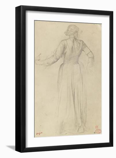 Femme debout, de dos, vêtue d'une longue robe-Edgar Degas-Framed Giclee Print