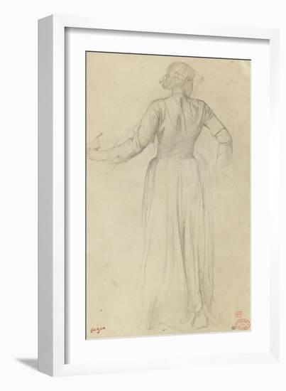 Femme debout, de dos, vêtue d'une longue robe-Edgar Degas-Framed Giclee Print