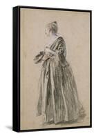 Femme debout-Jean Antoine Watteau-Framed Stretched Canvas