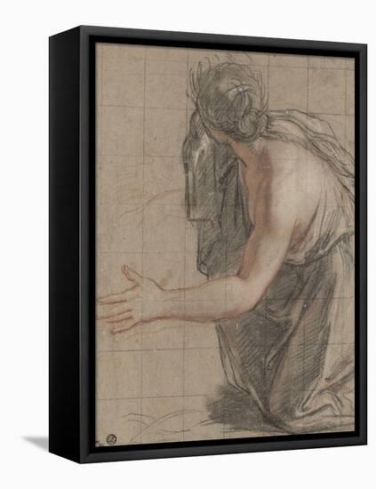 Femme drapée agenouillée, se retournant en ouvrant les bras-Antoine Coypel-Framed Stretched Canvas
