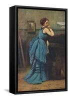'Femme en bleu', 1874, (1939)-Jean-Baptiste-Camille Corot-Framed Stretched Canvas
