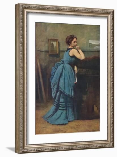 'Femme en bleu', 1874, (1939)-Jean-Baptiste-Camille Corot-Framed Giclee Print