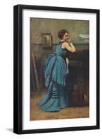 'Femme en bleu', 1874, (1939)-Jean-Baptiste-Camille Corot-Framed Giclee Print