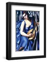 Femme en Bleu Avec Guitare-Tamara de Lempicka-Framed Premium Giclee Print