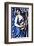 Femme en Bleu Avec Guitare-Tamara de Lempicka-Framed Premium Giclee Print