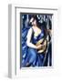 Femme en Bleu Avec Guitare-Tamara de Lempicka-Framed Premium Giclee Print