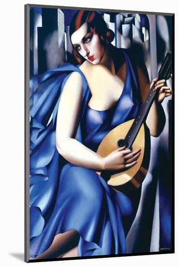 Femme en Bleu Avec Guitare-Tamara de Lempicka-Mounted Premium Giclee Print