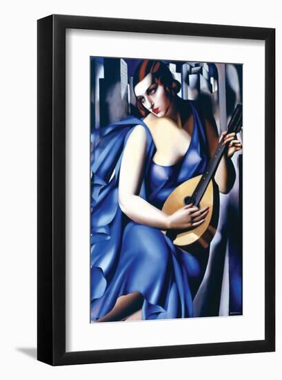 Femme en Bleu Avec Guitare-Tamara de Lempicka-Framed Premium Giclee Print