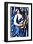 Femme en Bleu Avec Guitare-Tamara de Lempicka-Framed Premium Giclee Print