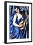 Femme en Bleu Avec Guitare-Tamara de Lempicka-Framed Premium Giclee Print